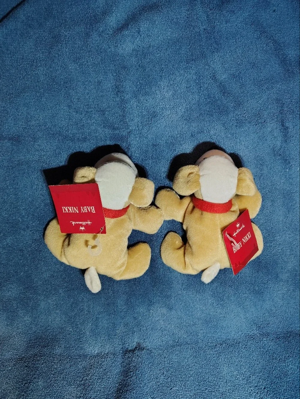 Hallmark Plush Puppy Dog Toys - Cream and White with Red Collar